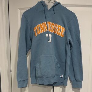 Russell Athletic light blue hoodie with orange Tennessee script